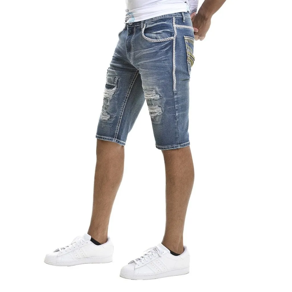 BBS Distressed Raw Hem Slim Denim Shorts