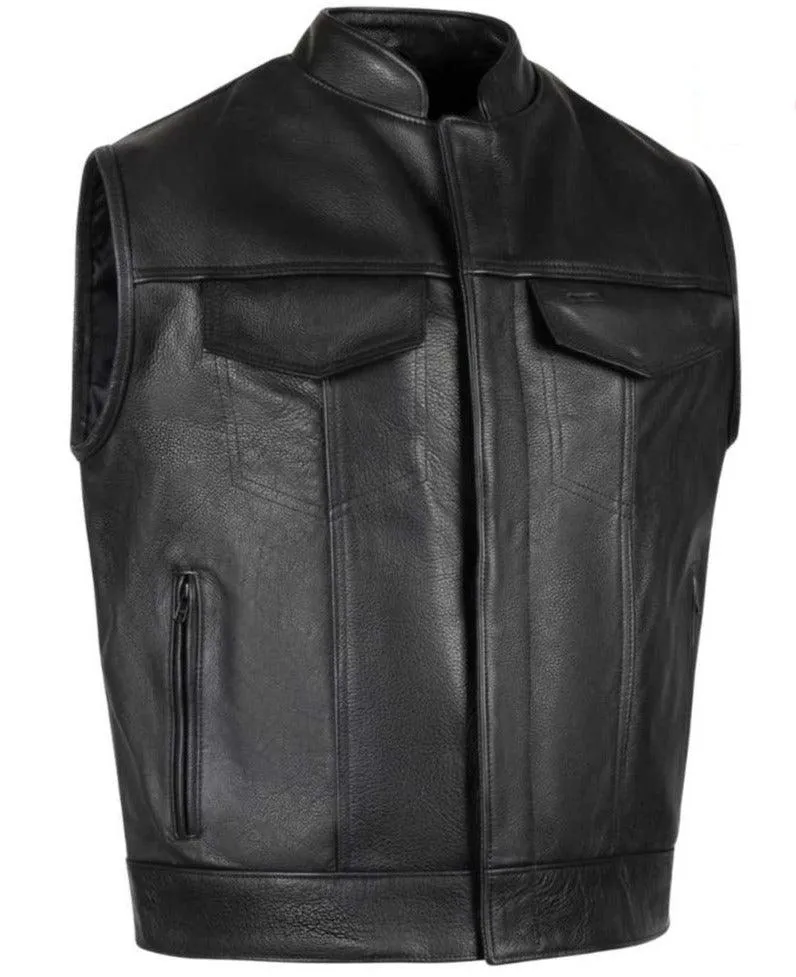 BECK™ Mens 566 Horsehide Leather Motorcycle Vest (Black)