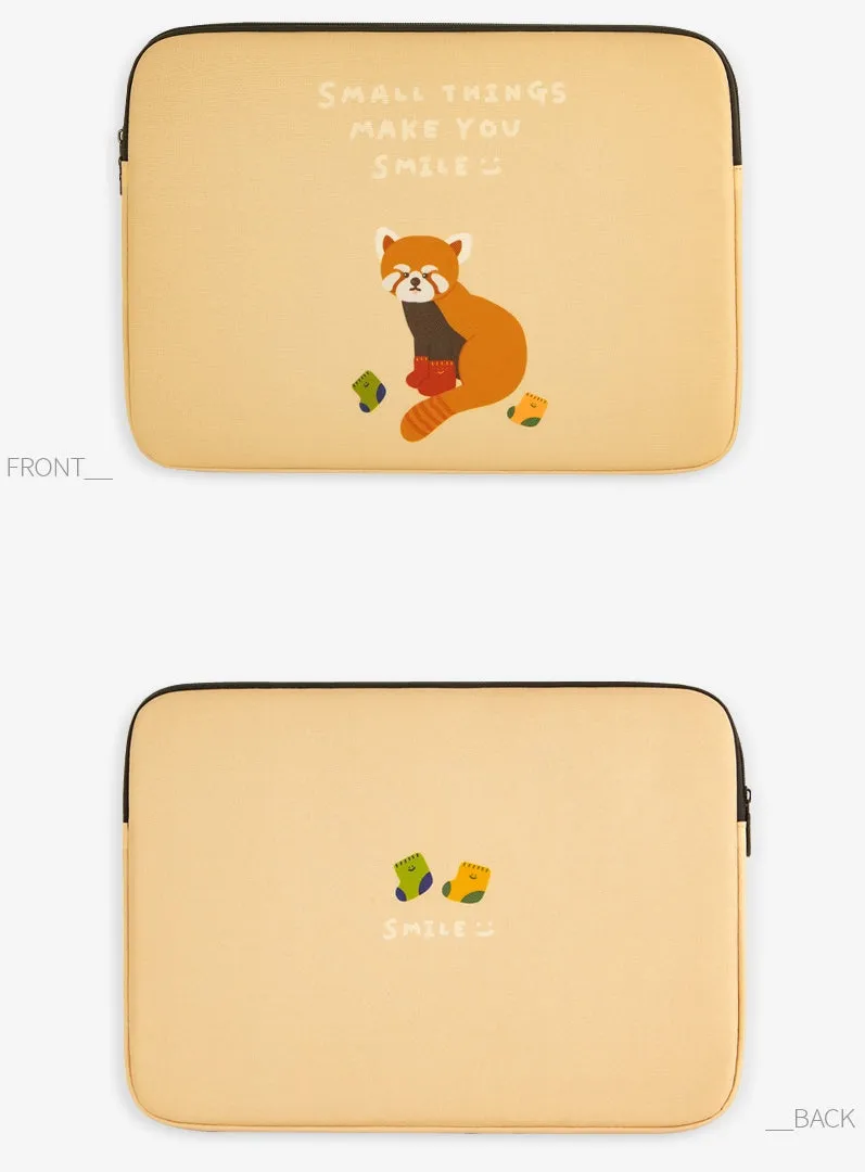 Beige Red Panda Raccoons Graphic Laptop Sleeves 13 15 inch Cases Protective Covers Handbags Square Pouches Designer Artist Prints Cute School Collage Office Lightweight