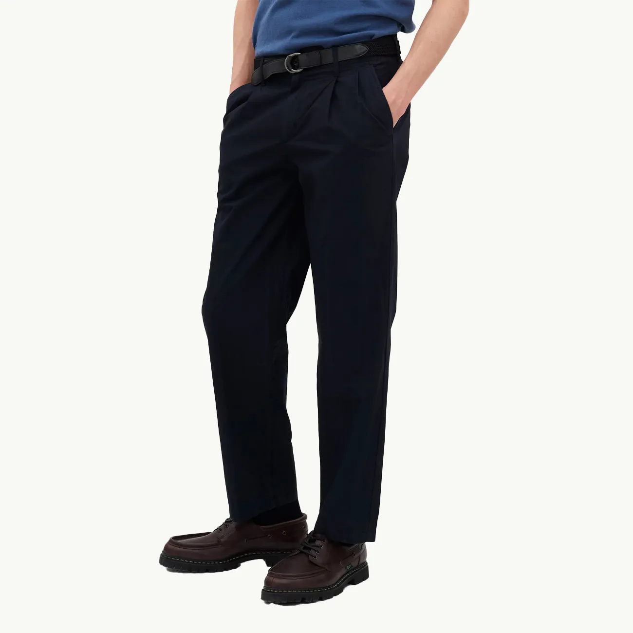 Benn Relaxed Typewriter Pleated Trouser - Dark Navy