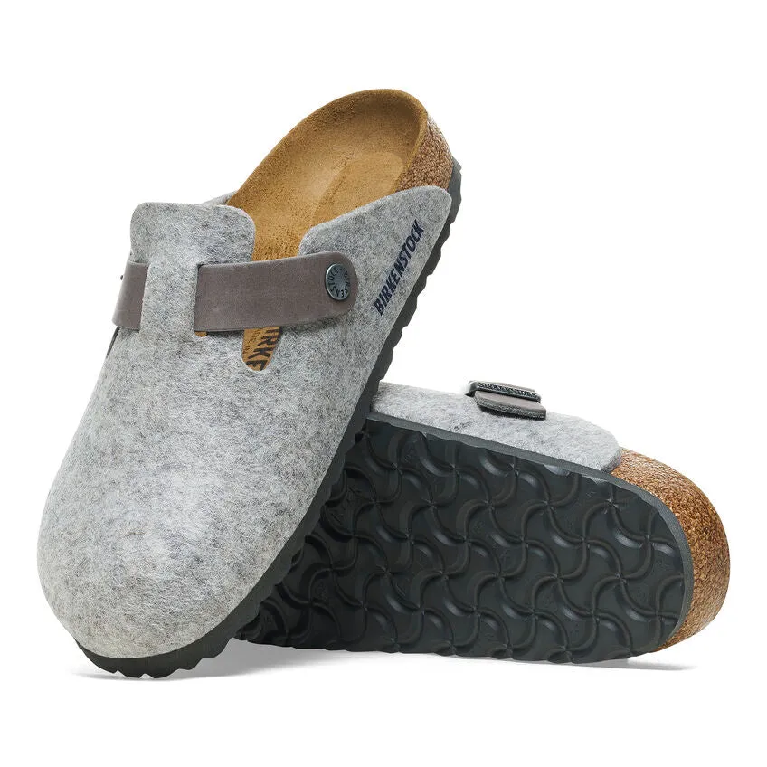 Birkenstock Women's Boston - Light Gray Wool Felt/Leather