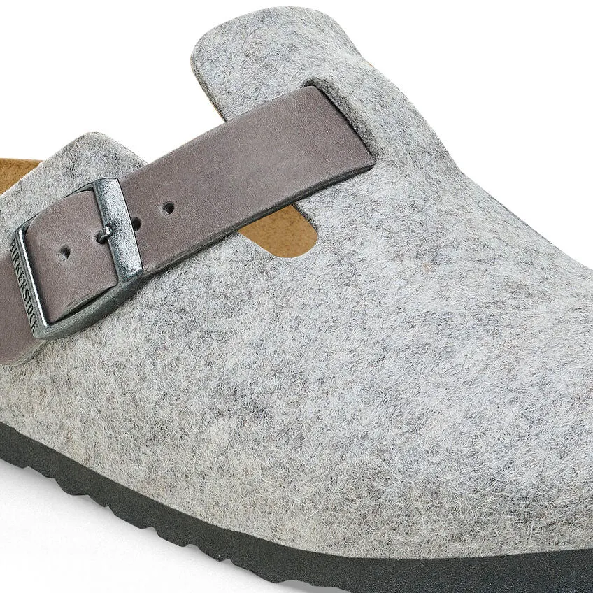 Birkenstock Women's Boston - Light Gray Wool Felt/Leather