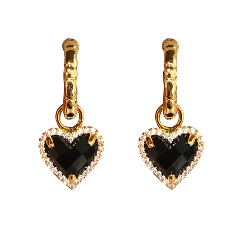 Black Sweet Heart Crystal Earrings MK18907