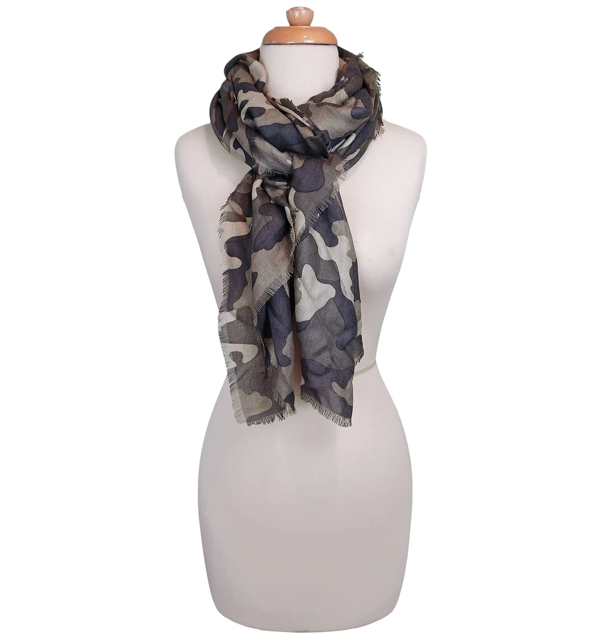 Blue Pacific Cashmere and Modal Scarf in Desert Taupe Camouflage