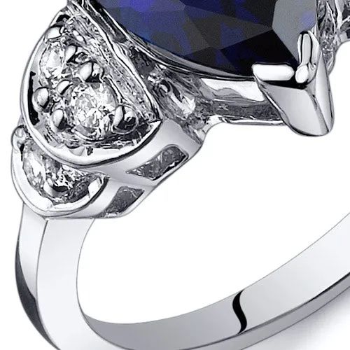 Blue Sapphire Pear Shape Sterling Silver Ring Size 5