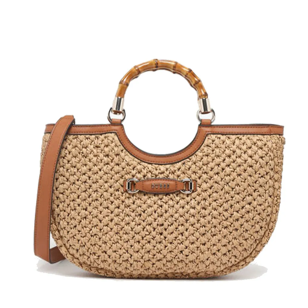 Borsa Donna a Mano GUESS in Paglia Linea Siria Colore Natural Cognac