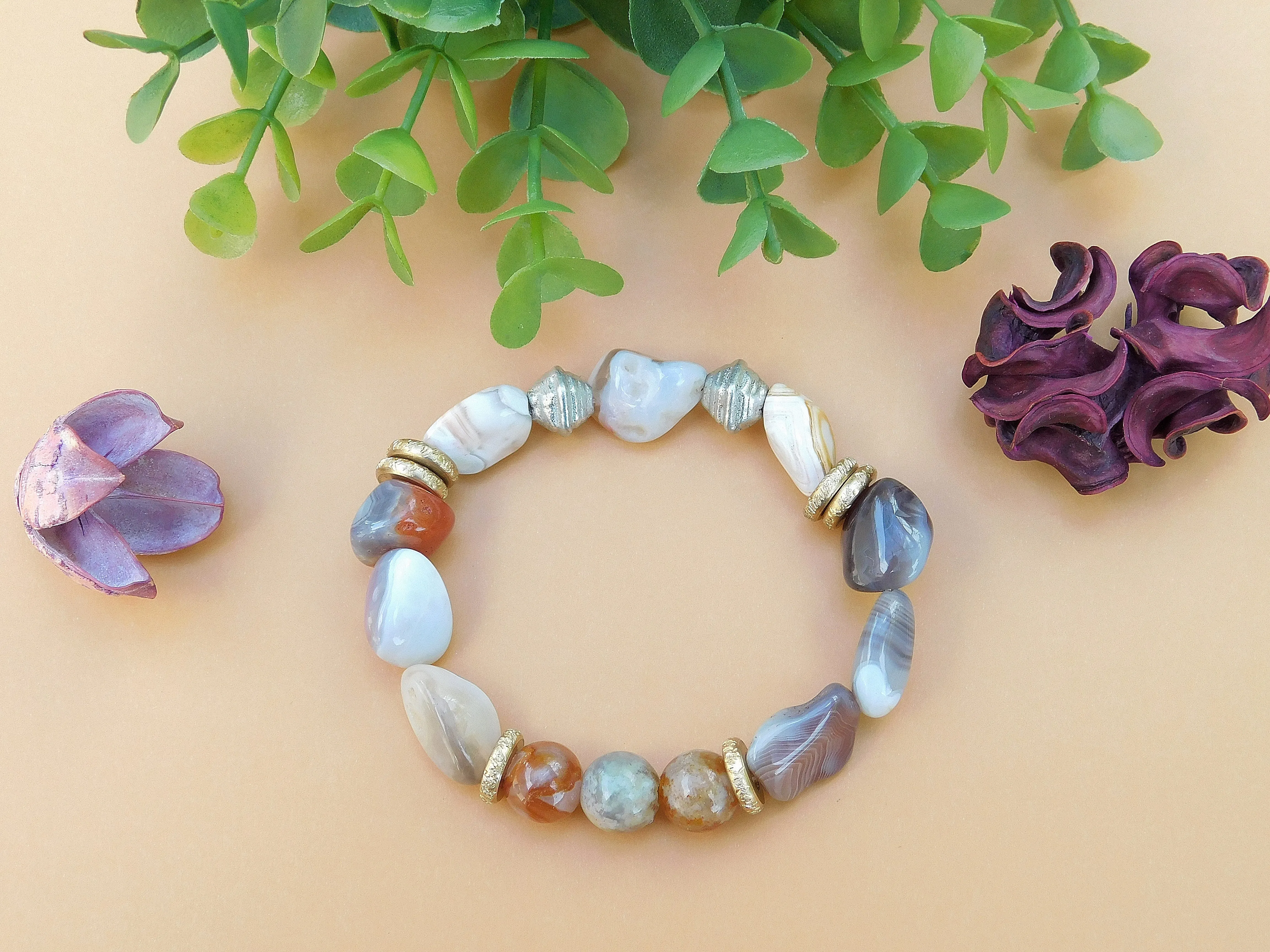 Botswana Agate Gemstone Bracelet