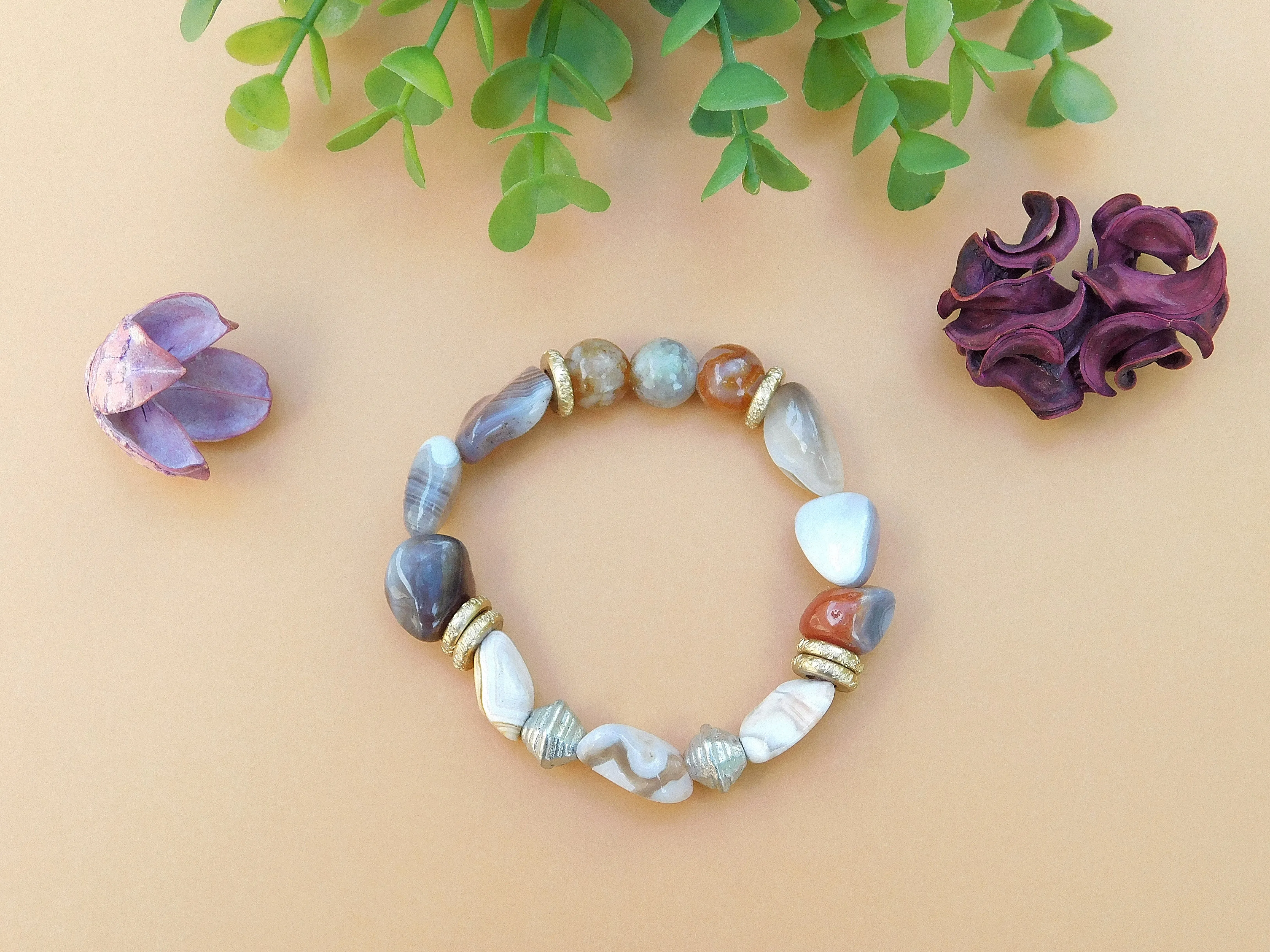 Botswana Agate Gemstone Bracelet