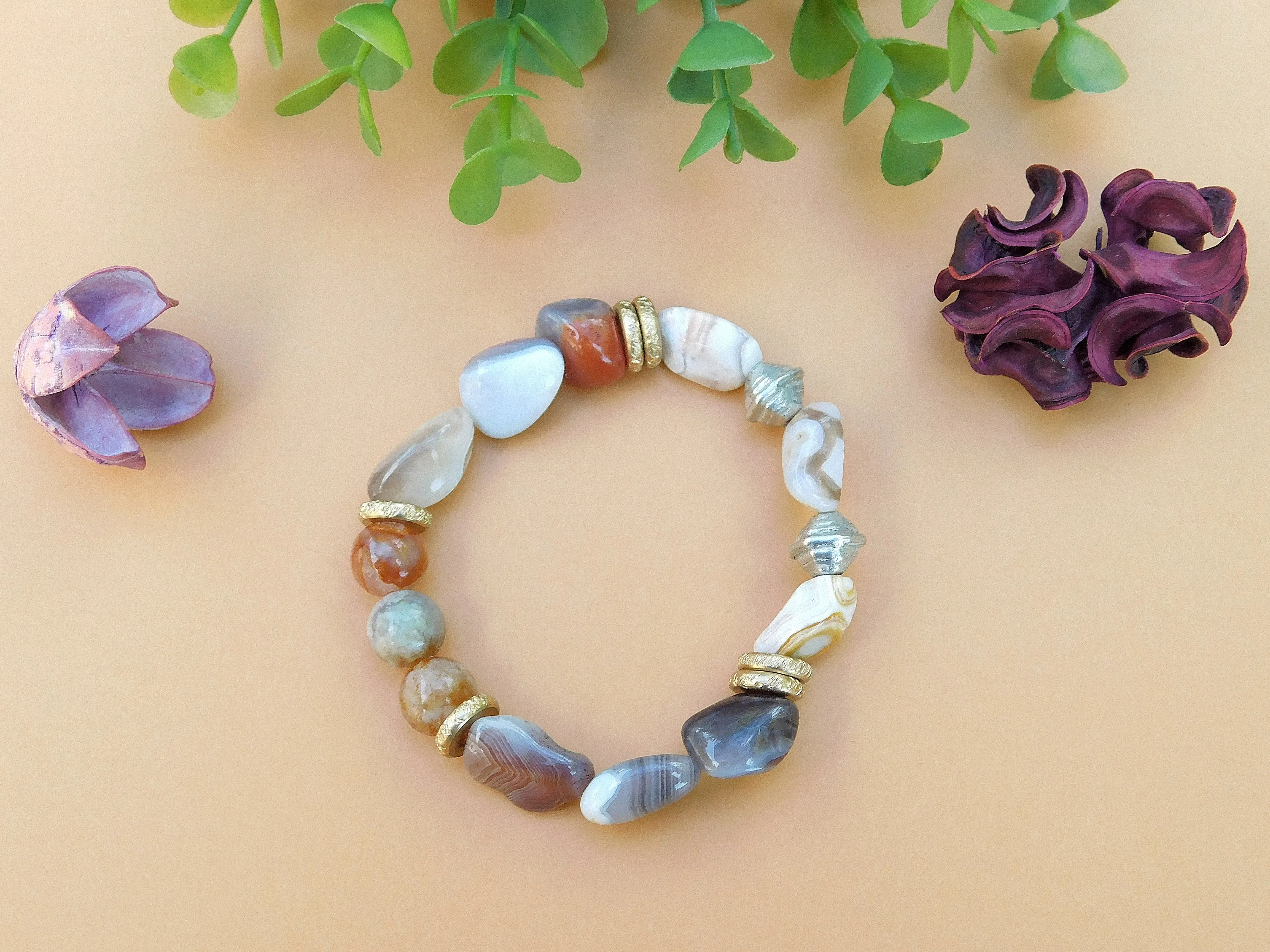 Botswana Agate Gemstone Bracelet