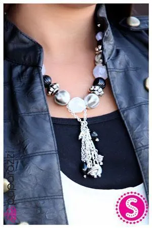 Break a Leg - Black and White Necklace and matching Earrings - Paparazzi Accessories