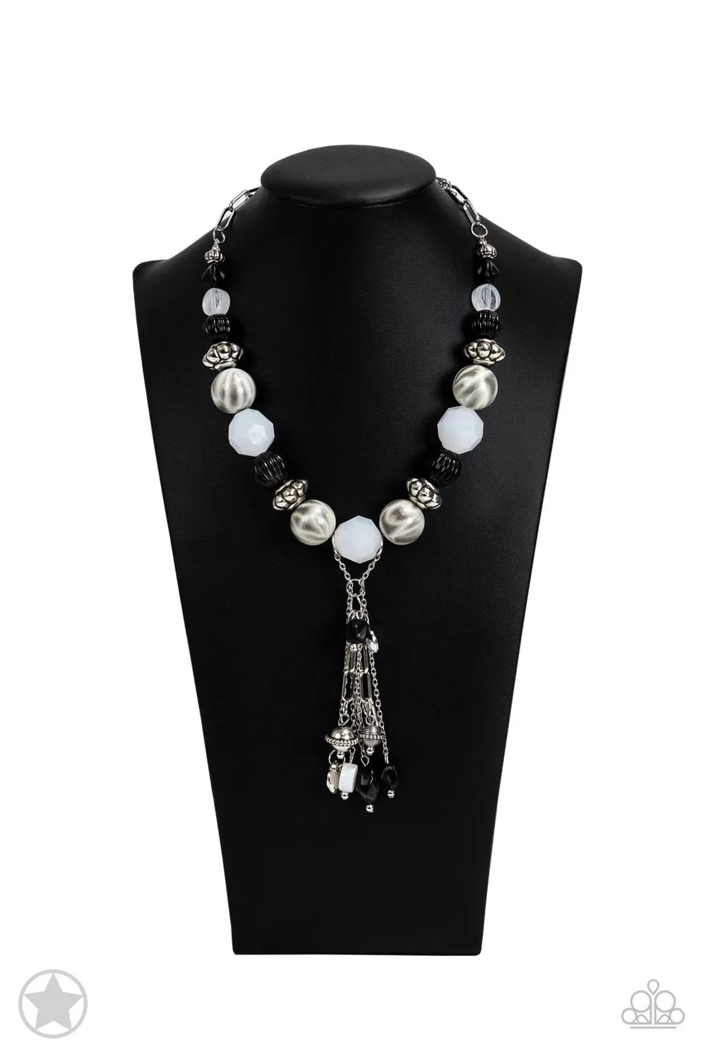 Break a Leg - Black and White Necklace and matching Earrings - Paparazzi Accessories