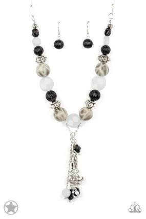 Break a Leg - Black and White Necklace and matching Earrings - Paparazzi Accessories