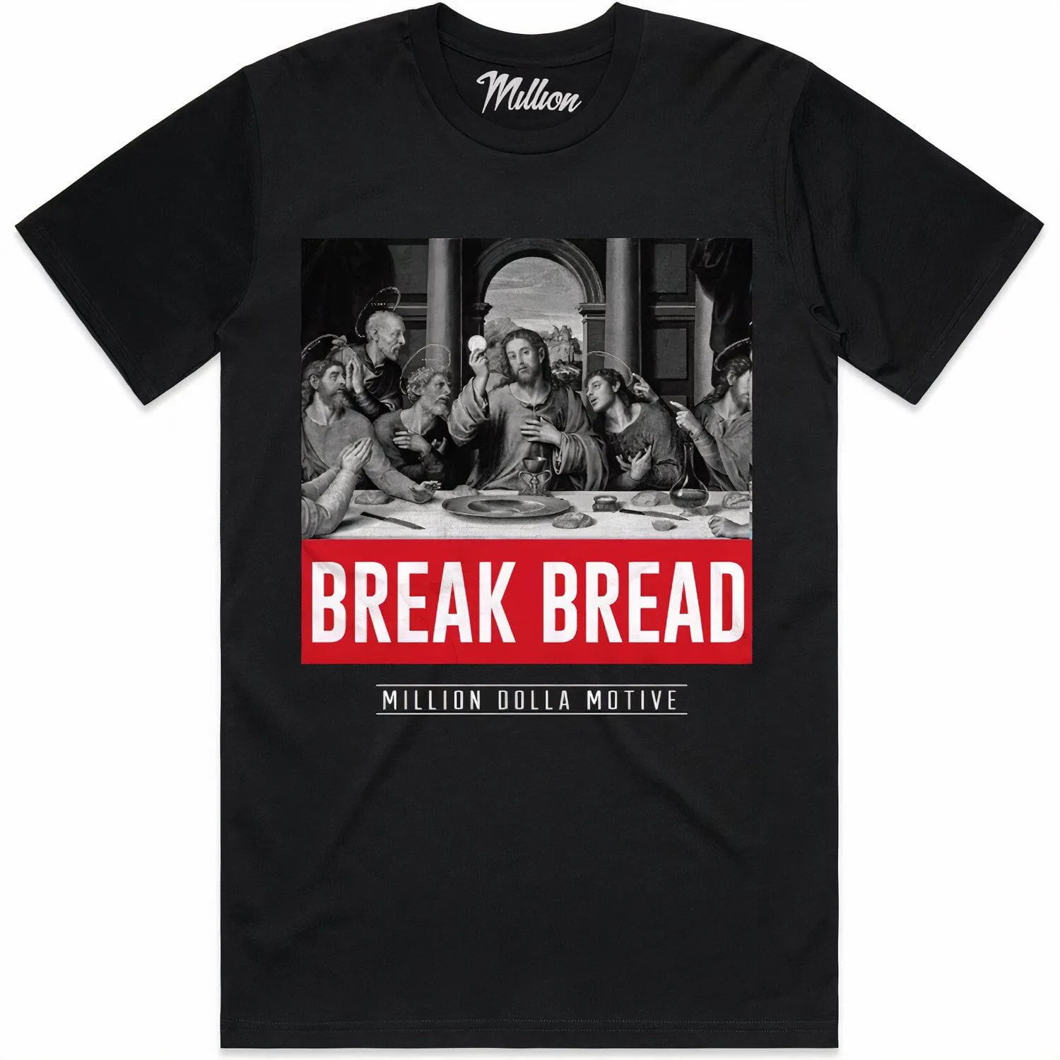 BREAK BREAD (Red) : Black Sneaker Tees Shirt