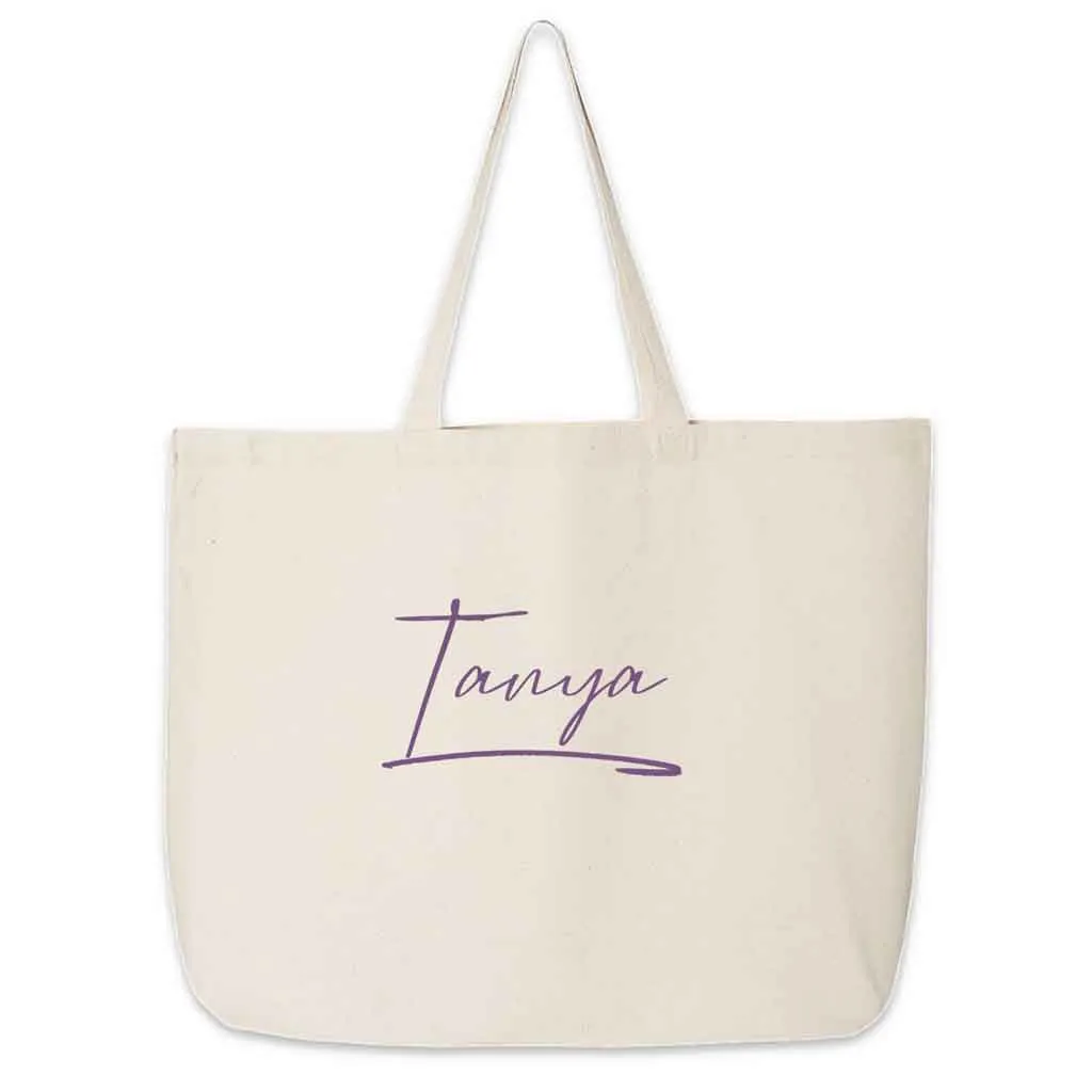 Bridal Party Canvas Tote Personalized with a Stylized Name