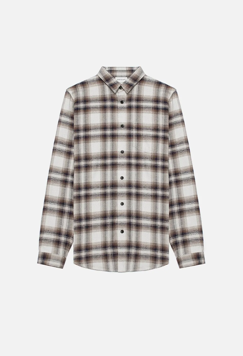 Brushed Flannel Button Up / Natural x Navy Plaid