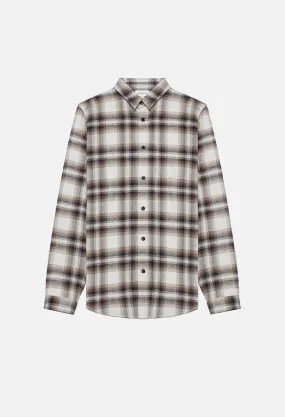 Brushed Flannel Button Up / Natural x Navy Plaid