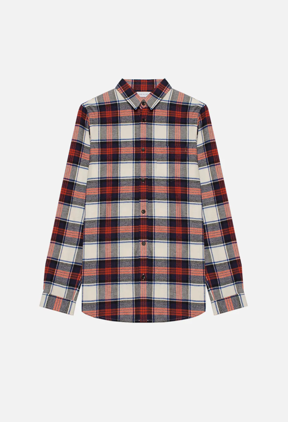 Brushed Flannel Button Up / Red x Navy Plaid