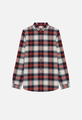 Brushed Flannel Button Up / Red x Navy Plaid