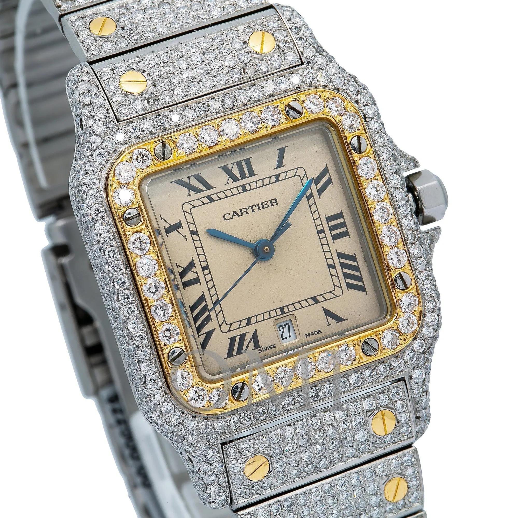 Cartier Santos Galbée 31MM White Dial With Two Tone Diamond Bracelet