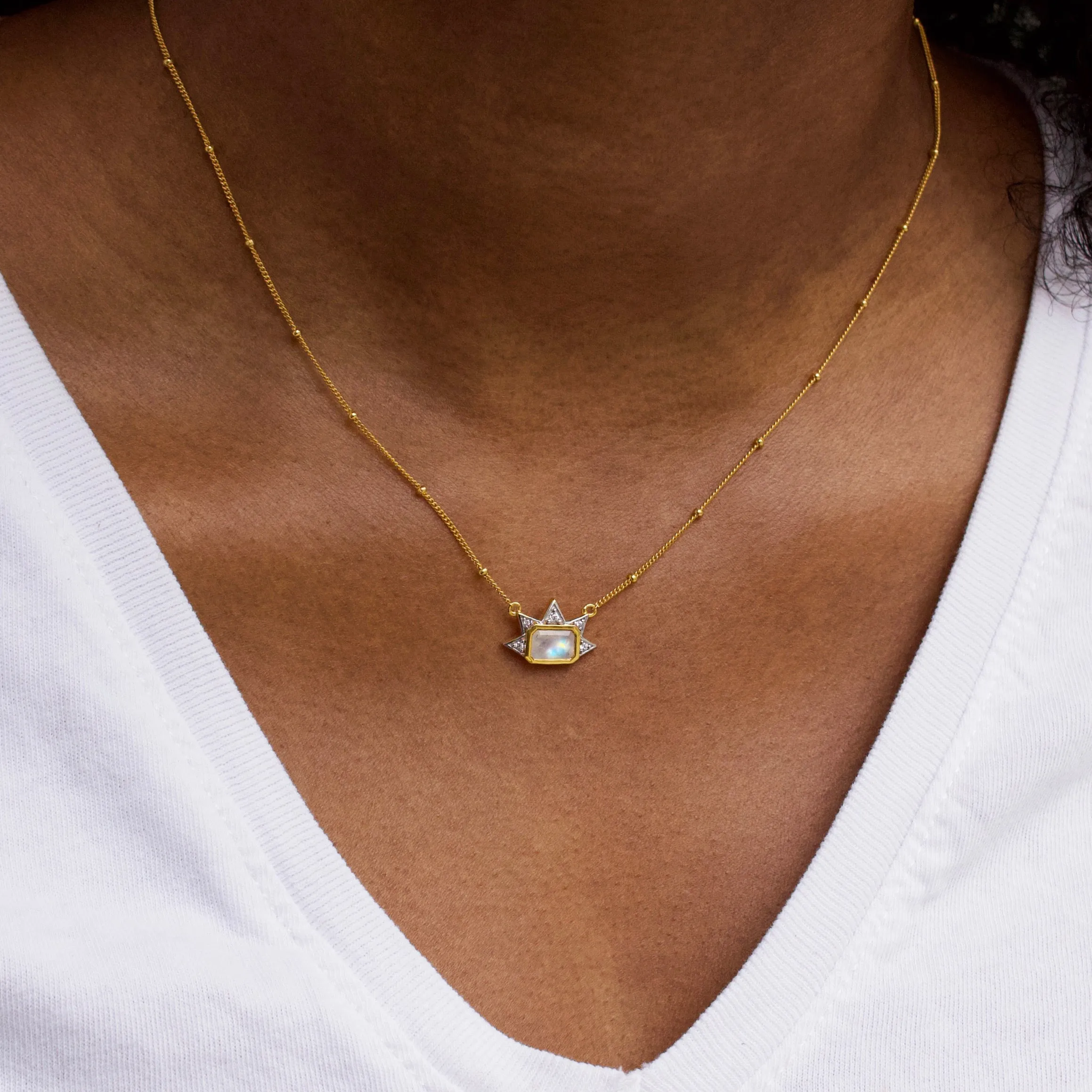 Celestial Sunbeam Necklace in Moonstone