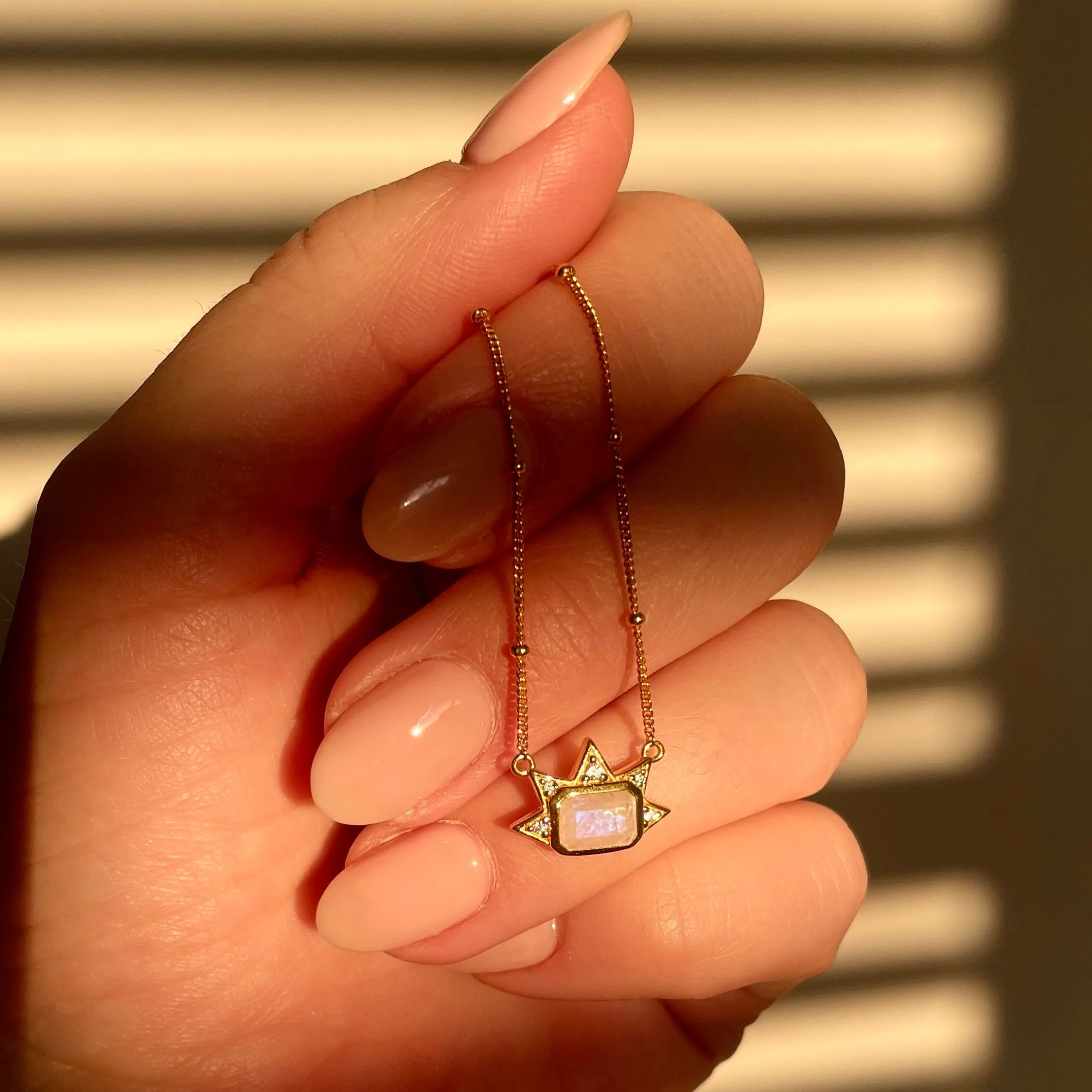 Celestial Sunbeam Necklace in Moonstone