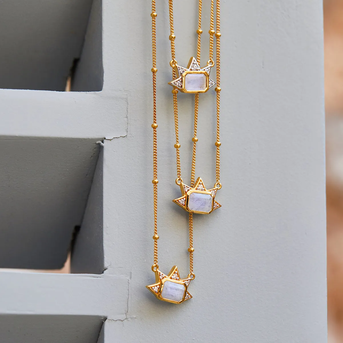 Celestial Sunbeam Necklace in Moonstone