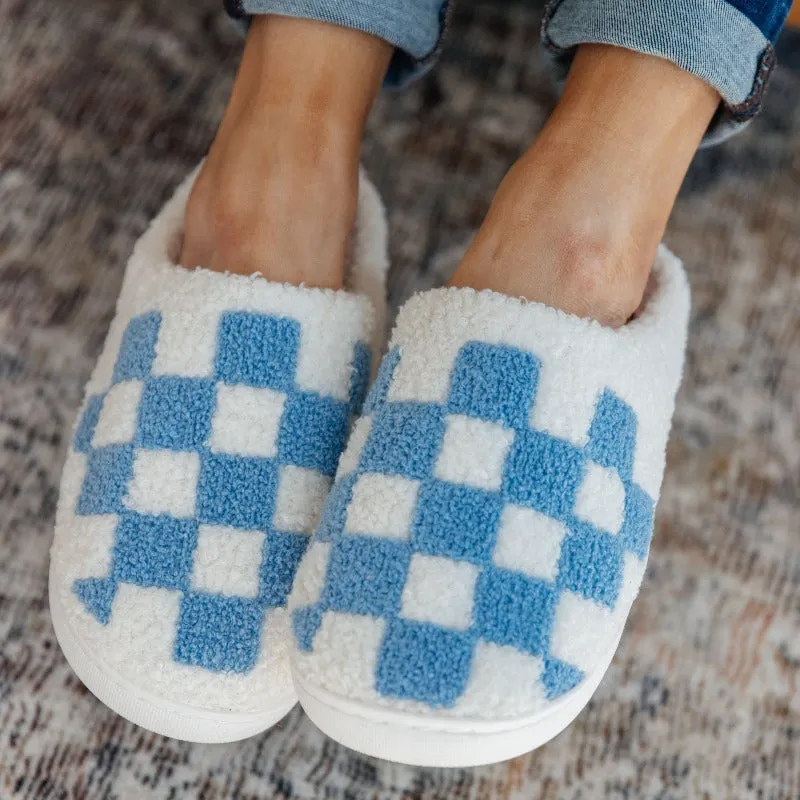 Checked Out Slippers in Blue