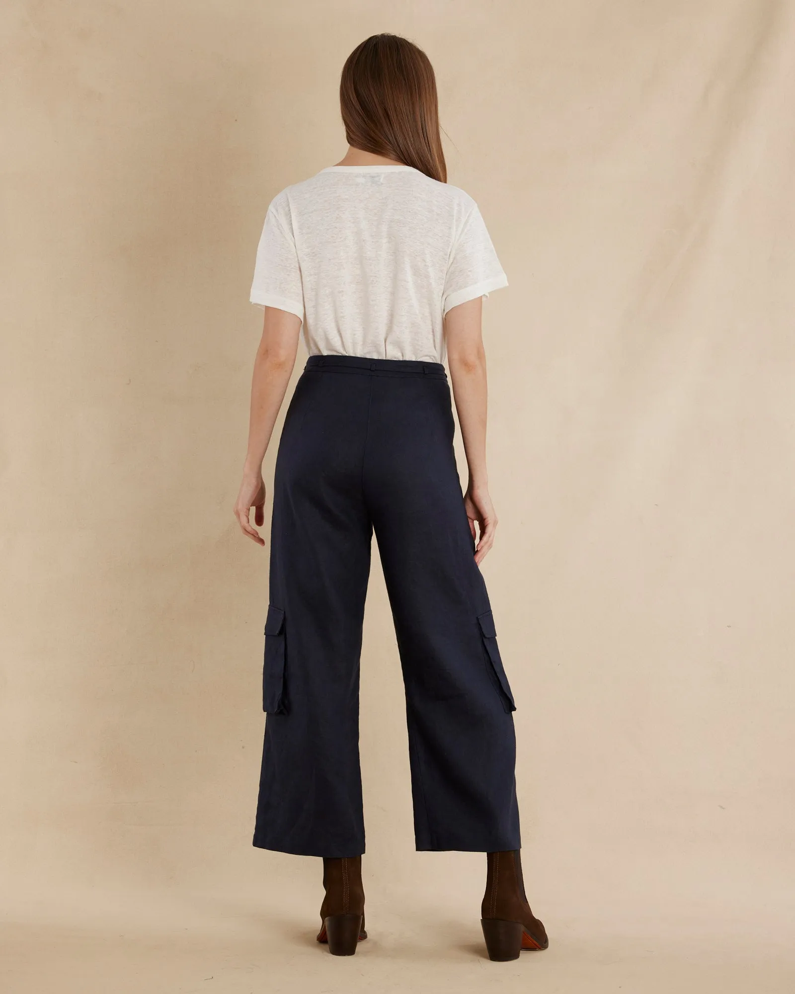 Ciel Linen Cargo Pant - Navy