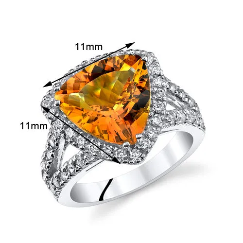 Citrine Trillion Sterling Silver Ring Size 5