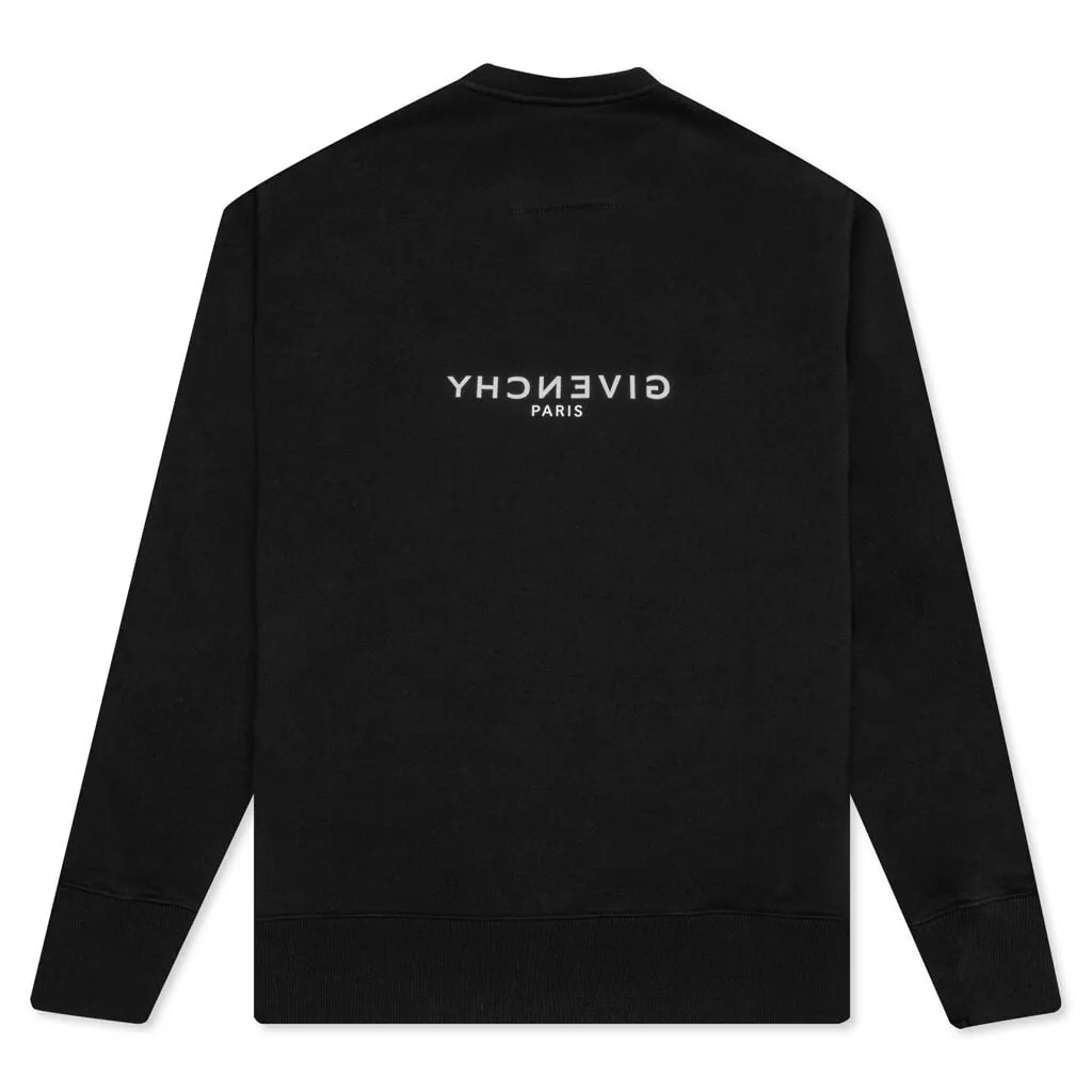 Classic Fit Sweatshirt w/ Reverse Print - Black