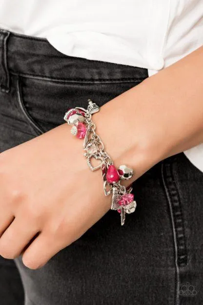 Completely Innocent Pink Heart Charm Bracelet - Paparazzi Accessories