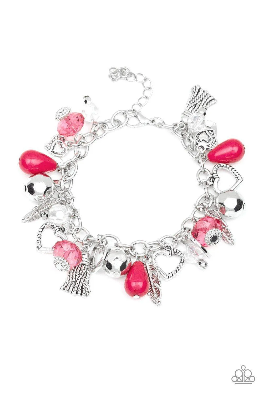 Completely Innocent Pink Heart Charm Bracelet - Paparazzi Accessories