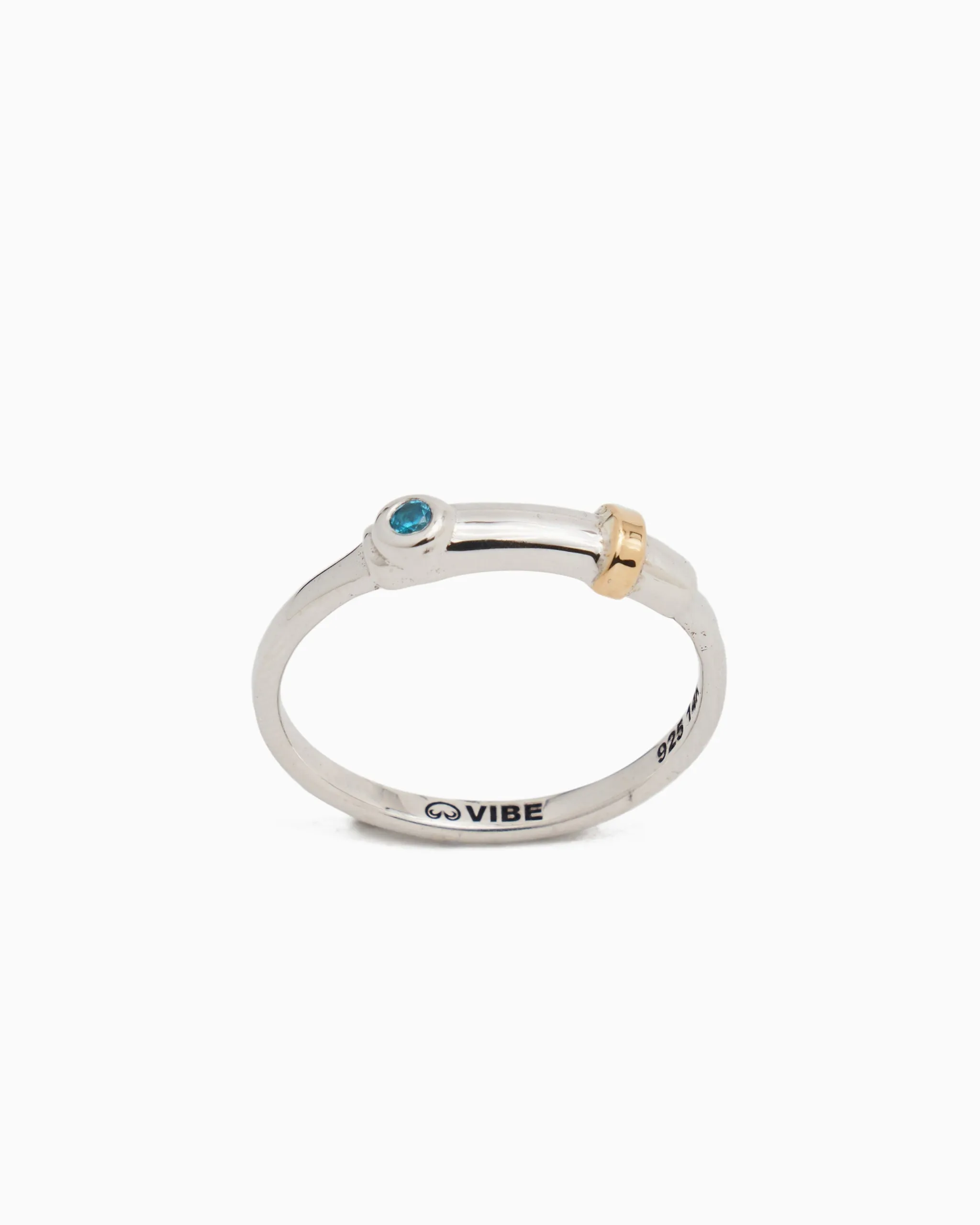 Crossover Ring with Stone - Blue Zircon