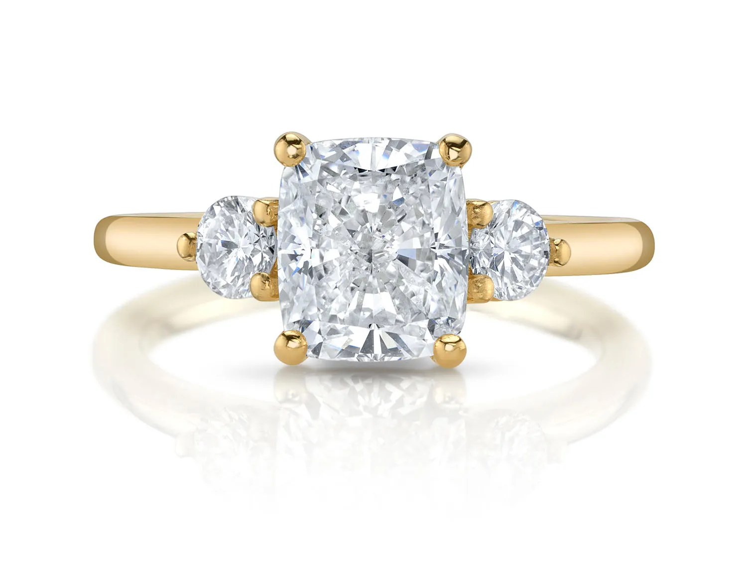 Cushion Diamond Three-Stone Engagement Ring