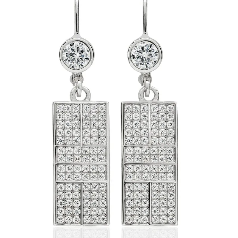 CZ Pickle Court Lever Back Earrings