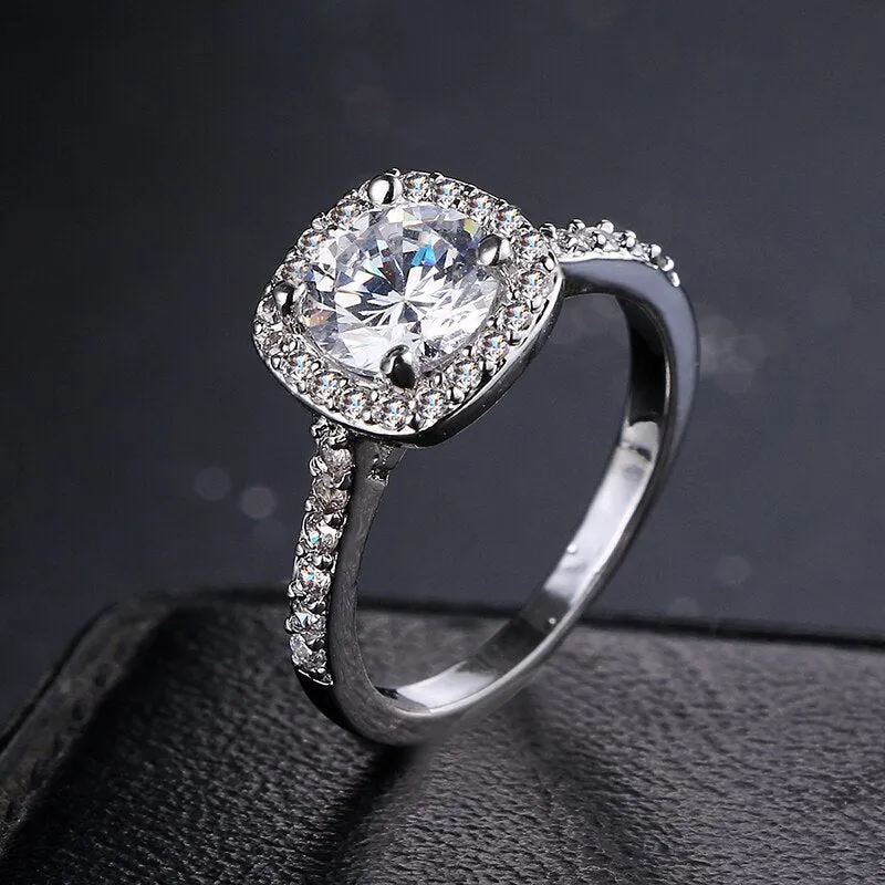 CZ Zircon Crystal Platinum plated Ring