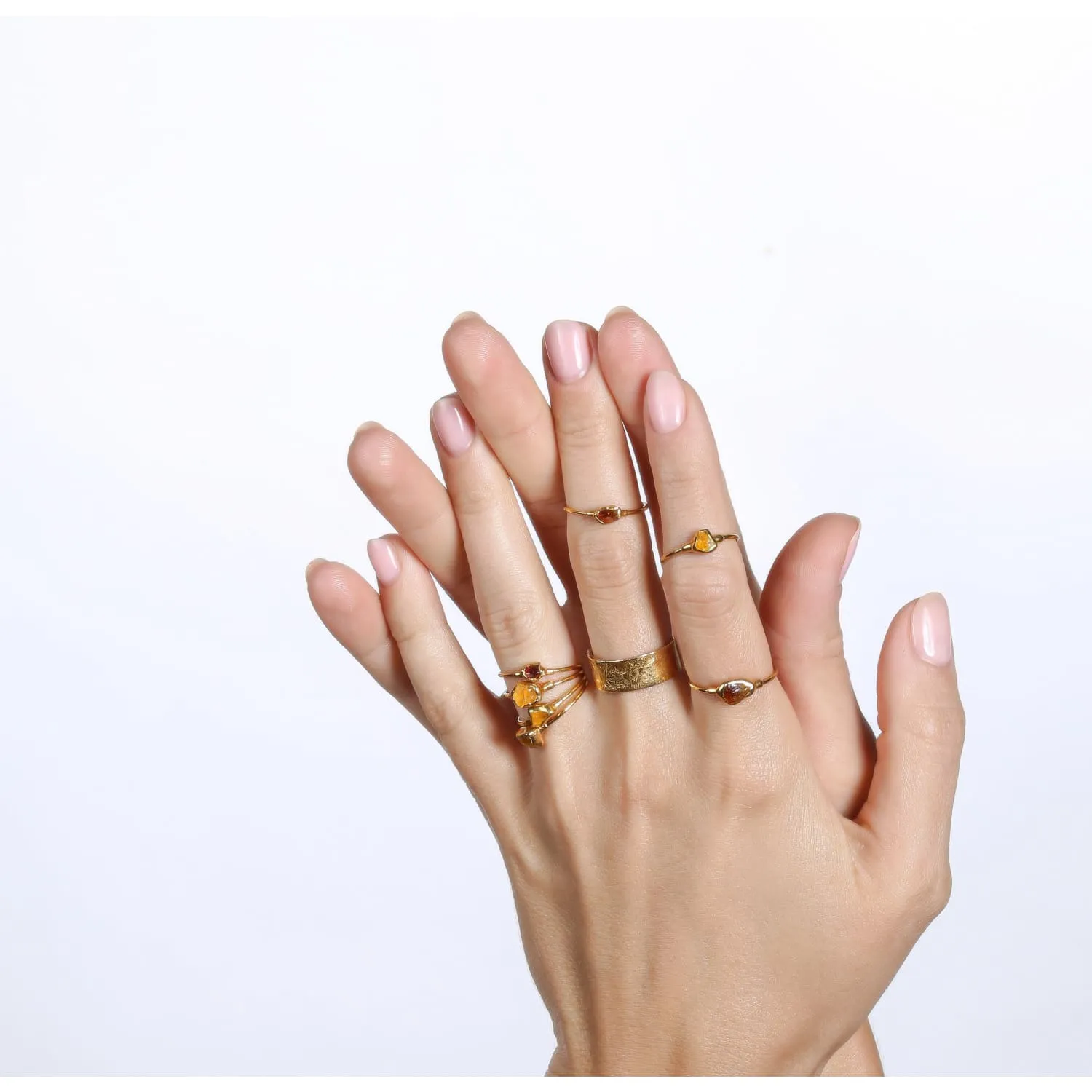 Dainty Raw Citrine Ring in Yellow Gold