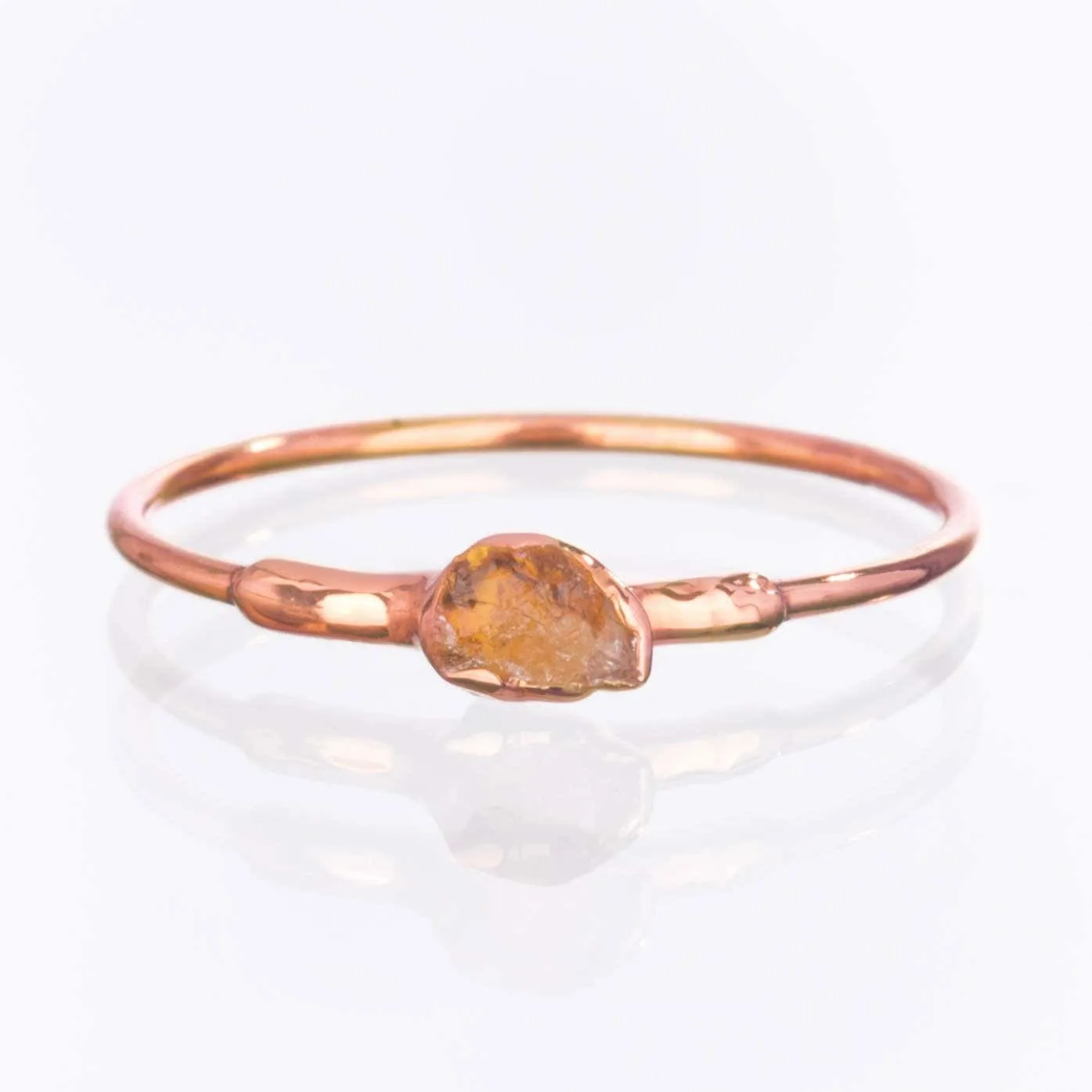 Dainty Raw Citrine Ring in Yellow Gold