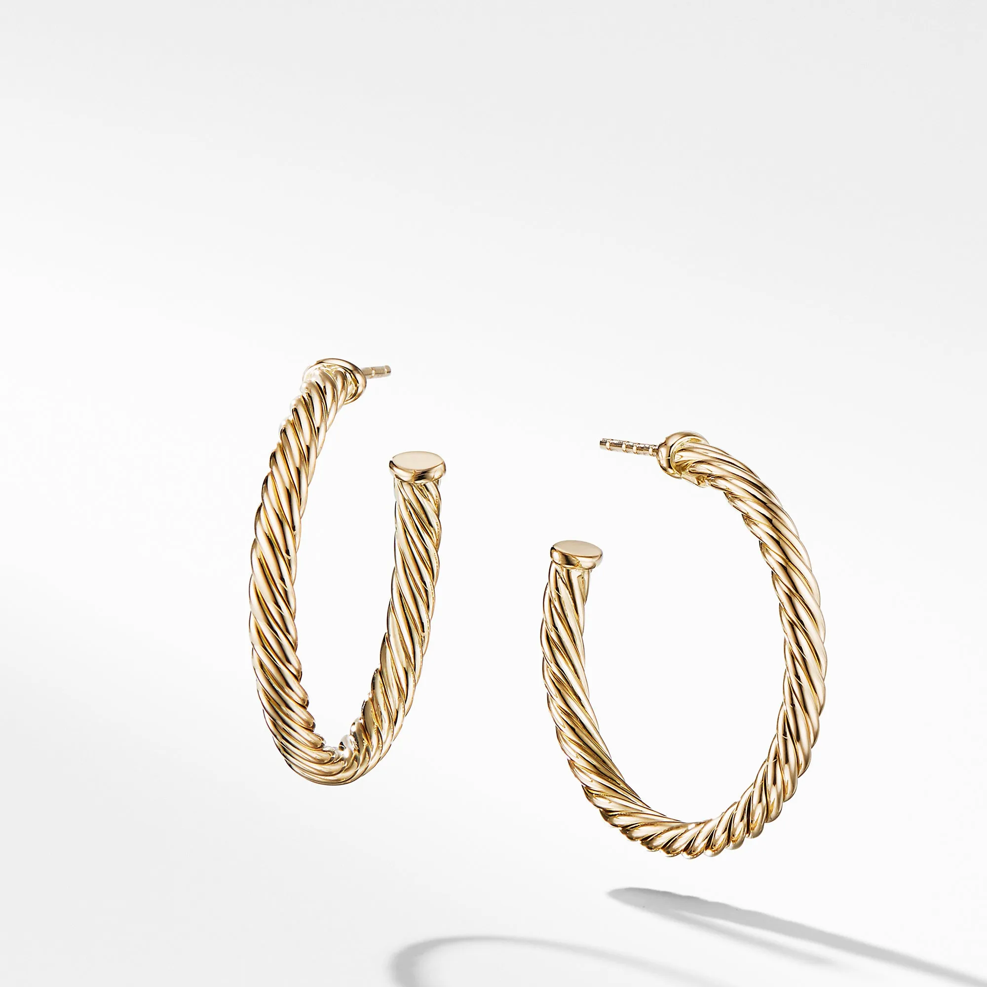 David Yurman Cable Spira Hoop Earrings in 18K Yellow Gold