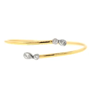 Diamond & Platinum Slip-on Bracelet in 18k Gold