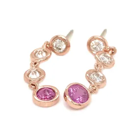 Diamond and Pink Sapphire Drop Earrings