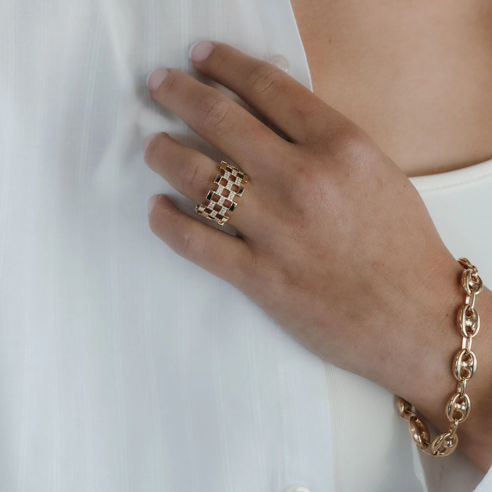 Diamond Checkerboard Ring