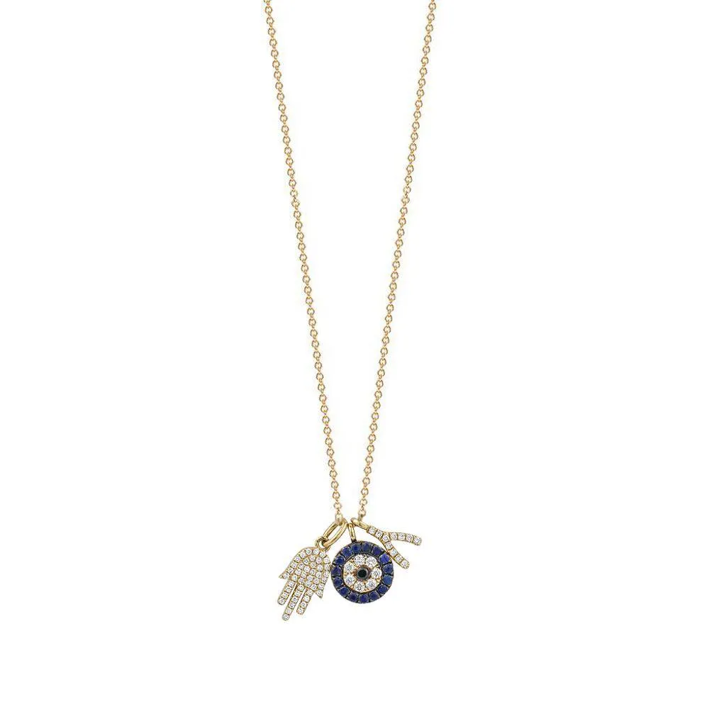 Diamond Evil Eye Charm Necklace