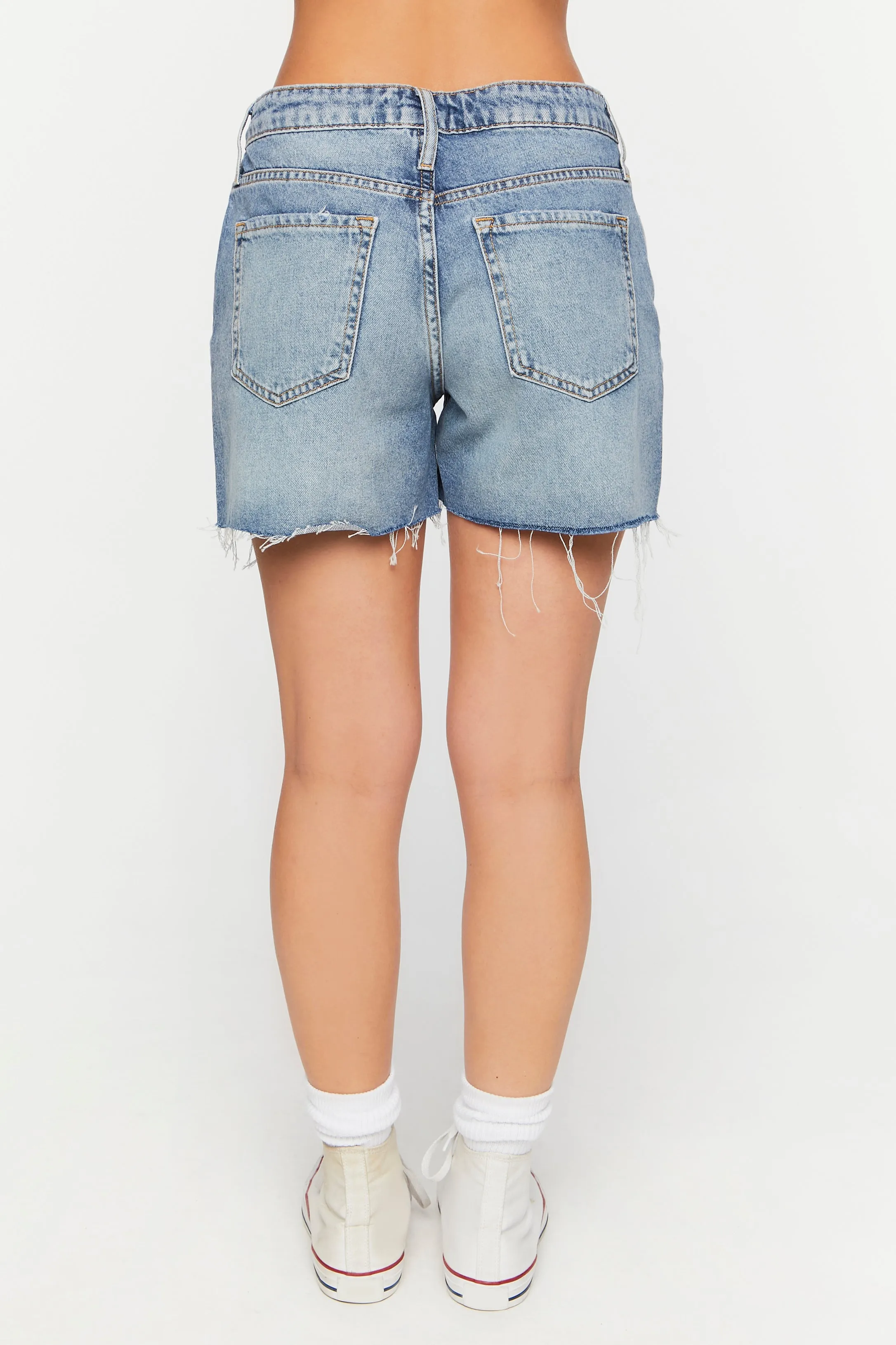 Distressed Cut-Off Denim Shorts