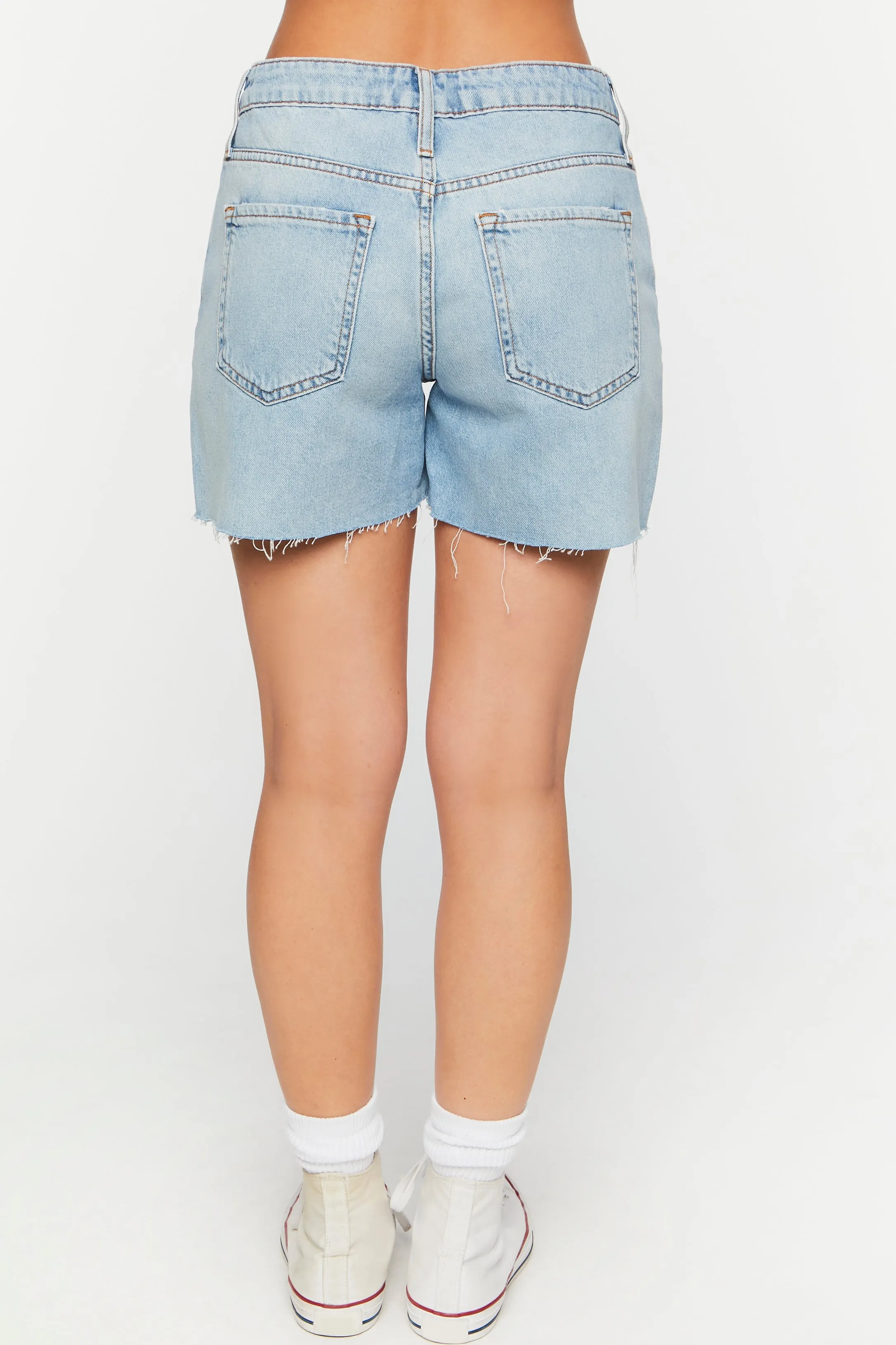 Distressed Cut-Off Denim Shorts