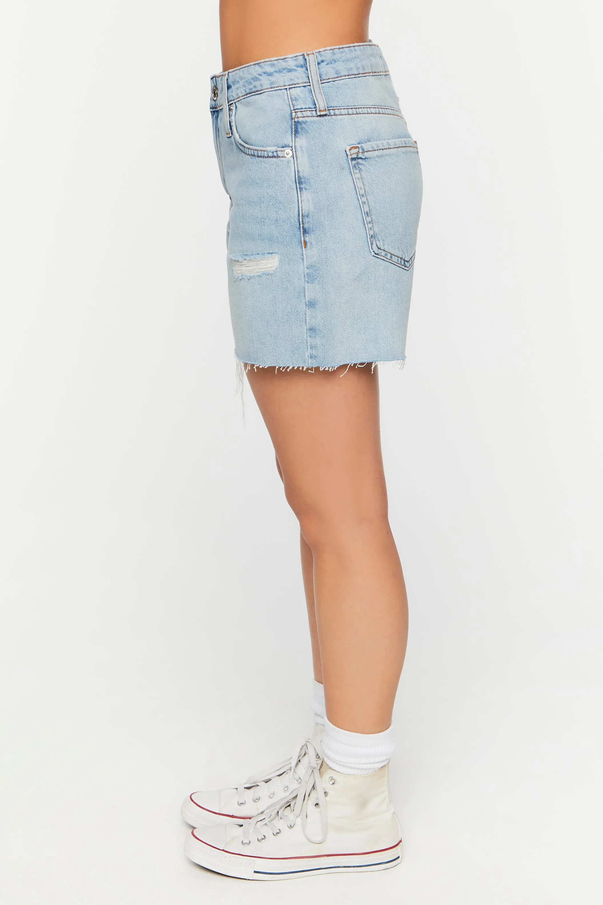 Distressed Cut-Off Denim Shorts