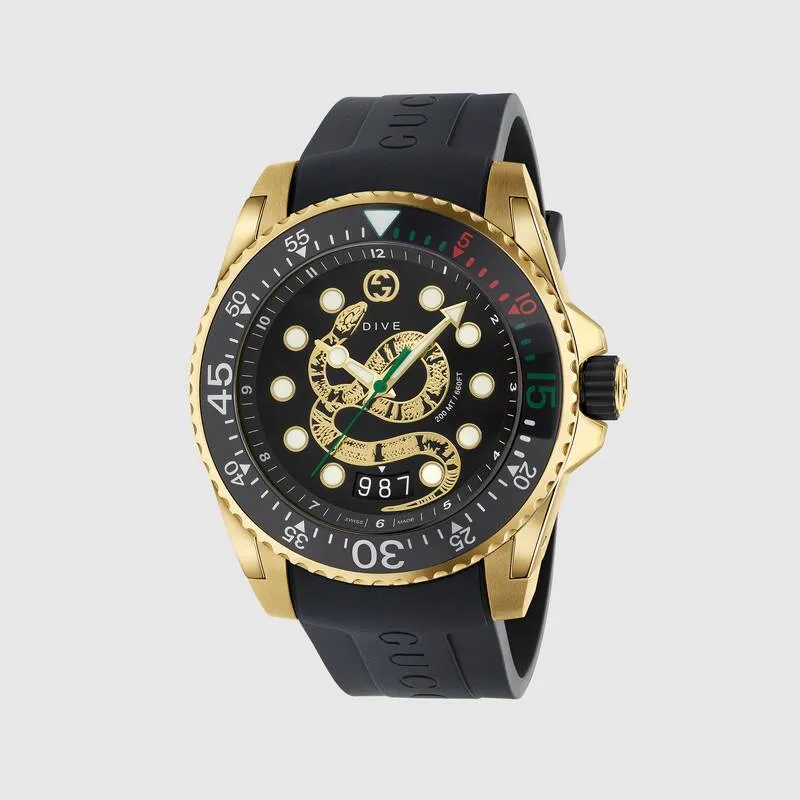 Dive Watch with Gold Snake