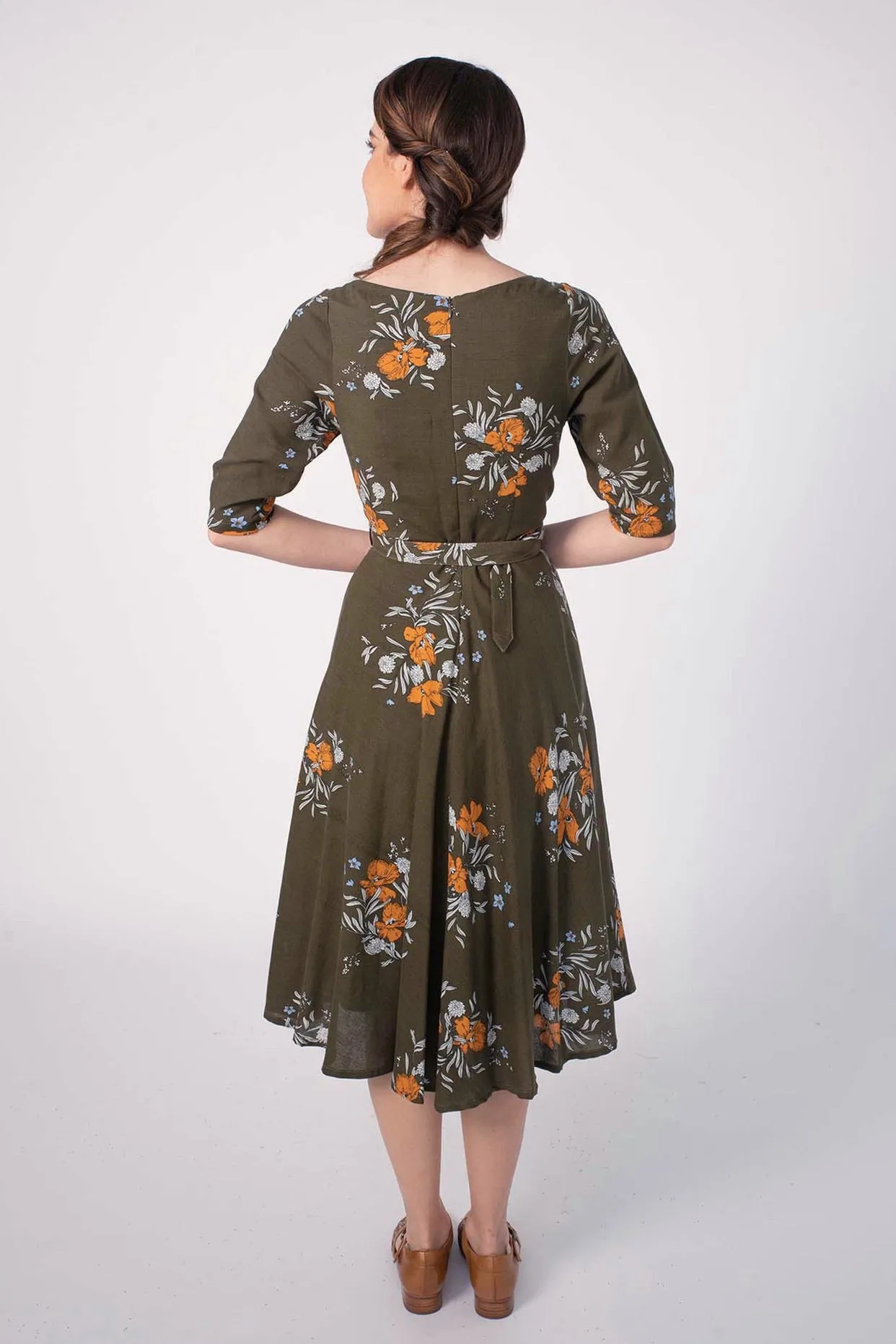 Doris Green & Orange Floral Dress