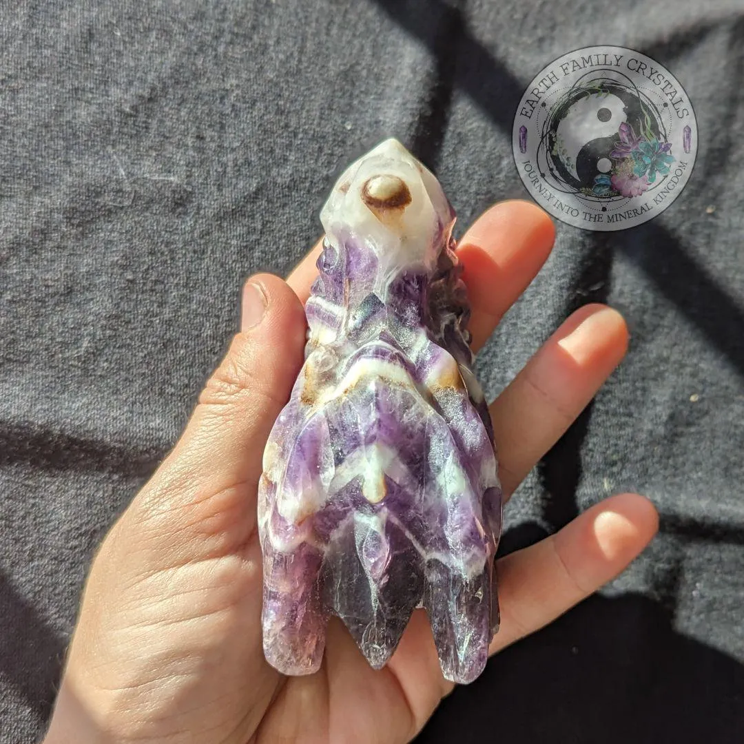 Dream Amethyst Dragon Head Carving ~ Chevron Amethyst ~ Dreamy Vibes