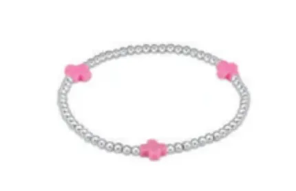 E Newton Signature Cross 3mm Bead Bracelet - Sterling